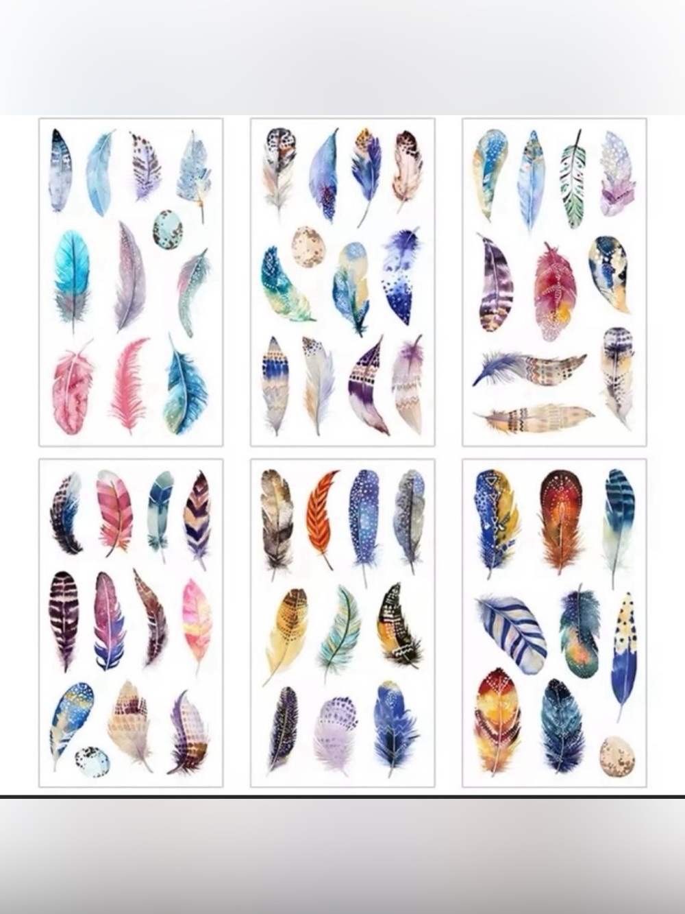 $2 Boho Multicolor Feather 6 Piece Sticker set $2 WITH ANY $10 ORDER OR MORE